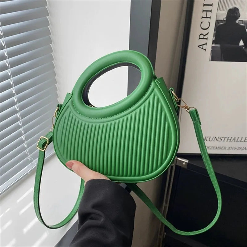 Chic Stripe Crossbody Elegant Synthetic Leather Handbag