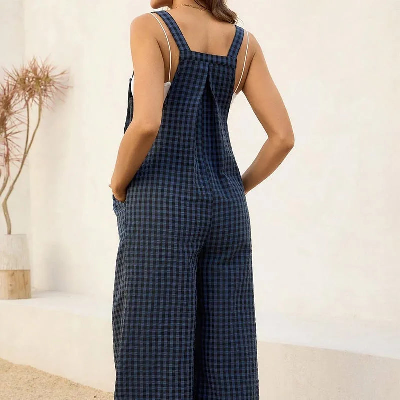 Overalls Casual Checkered Jumpsuit  Fit Maternity Overalls