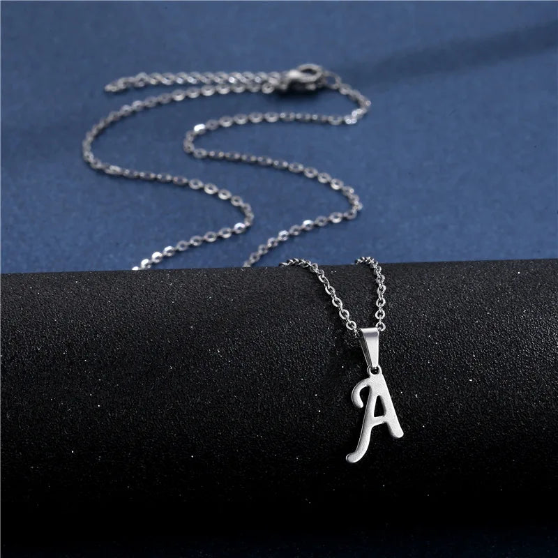 Letter Stainless Steel Letter Glossy Choker Necklaces