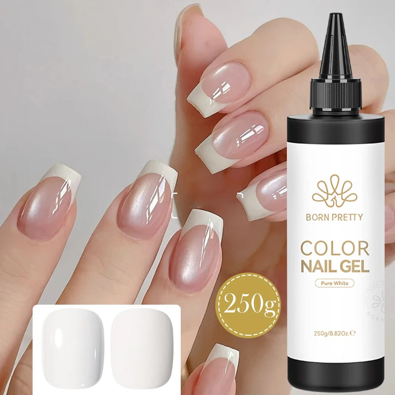 250g Pure Black White Color Gel Nail Polish Jelly Nude Gel