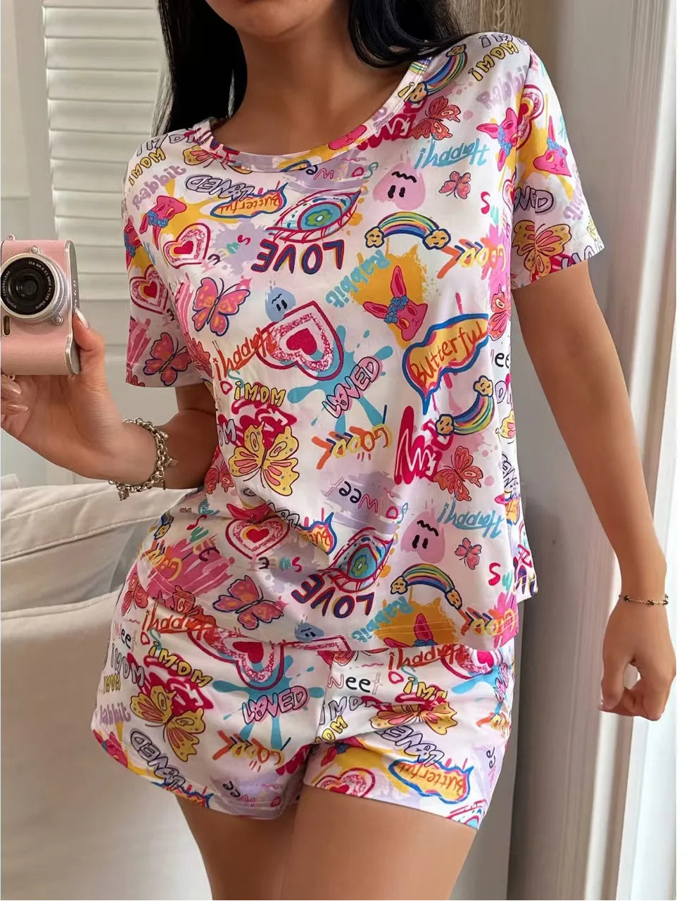 Loose and Comfortable Tank Top and Shorts Pajama Set