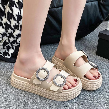 Thick Sole Adjustable Strap Slippers