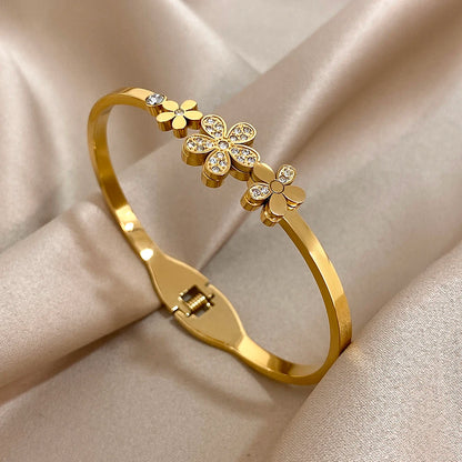 DANA Stainless Steel Flower Cuff Bracelet