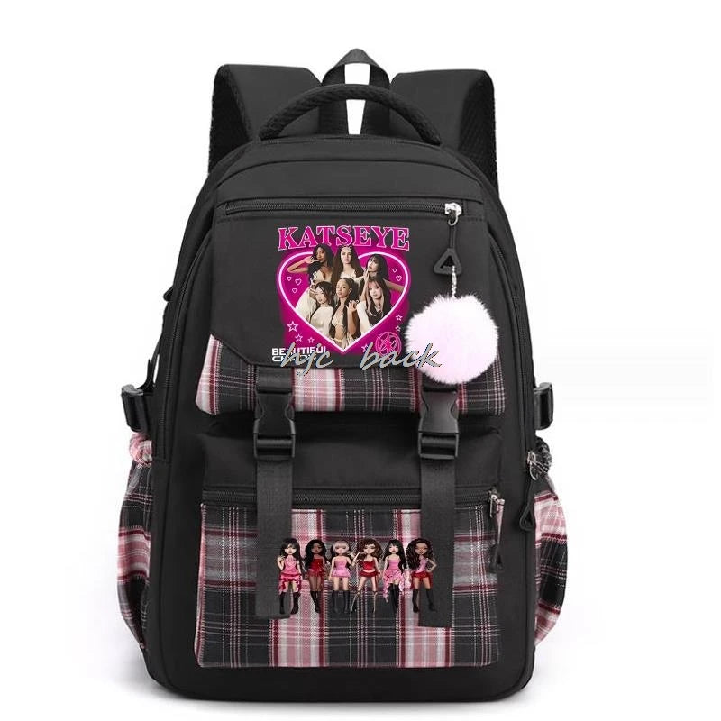 Katseye Funny Print Mochila Book Bags