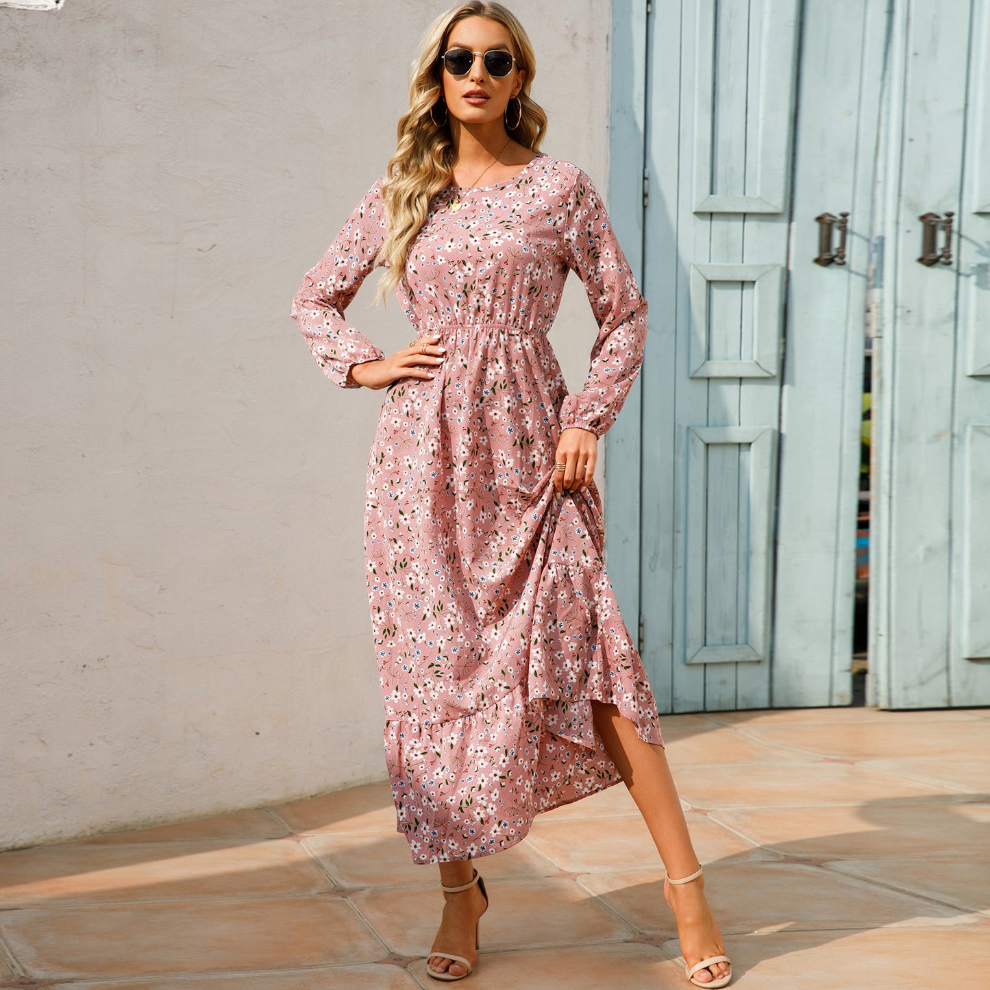 Maxi Bohemian Full Sleeve High Waist Chiffon Long Dress