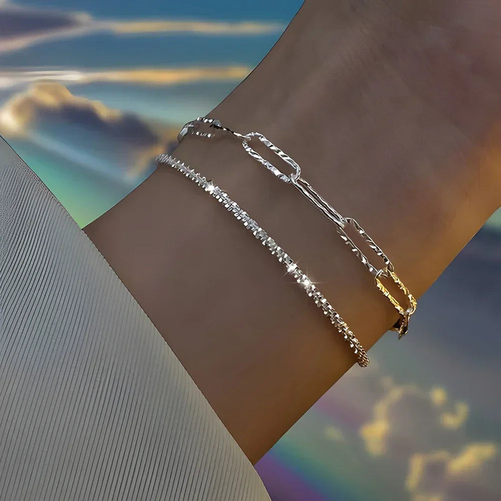 DANA 6Pcs 925 Sterling Silver Rhinestone Bracelets