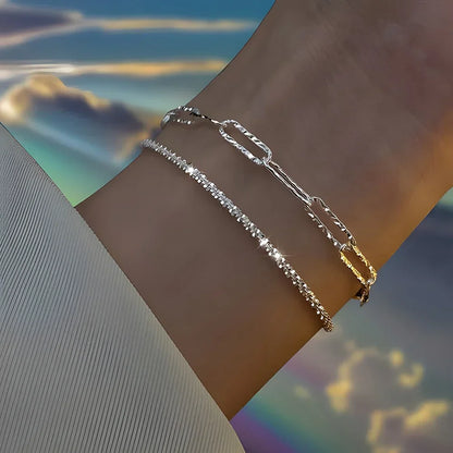 DANA 6Pcs 925 Sterling Silver Rhinestone Bracelets