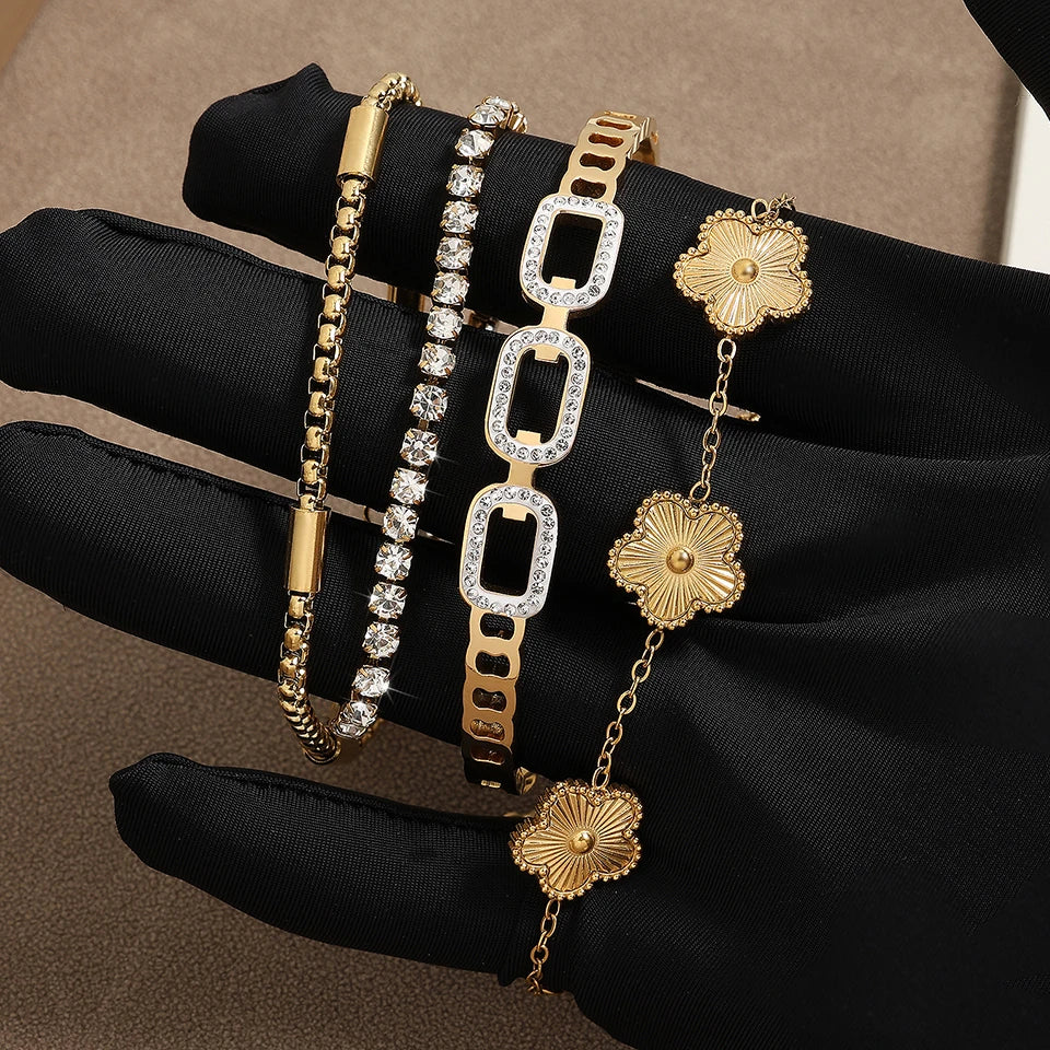 DANA 3Pcs Gold Stainless Steel Bracelet