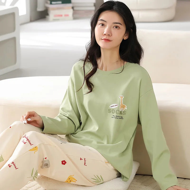 Long-Sleeved Trousers Cartoon Cute Pajama Sets