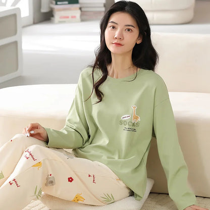 Long-Sleeved Trousers Cartoon Cute Pajama Sets