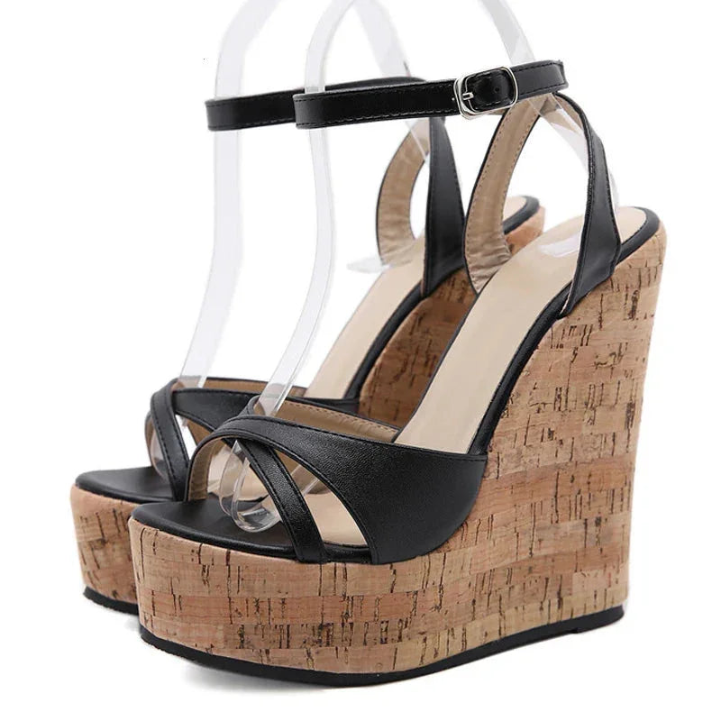 High Heels Hollow Out Buckle Wedges Shoes