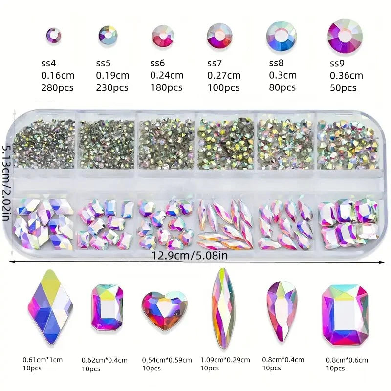 2400pcs 2mm AB Jelly Rhinestones Set