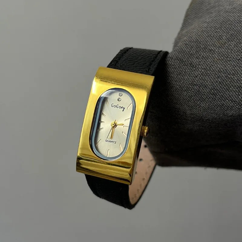 Vintage Rectangular Luxury Quartz Wristwatch
