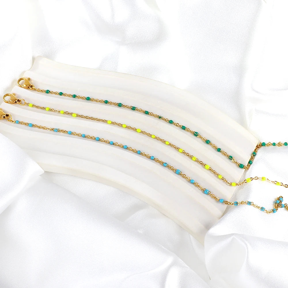 Bohemian Blue Green Yellow Beads Anklet Chains