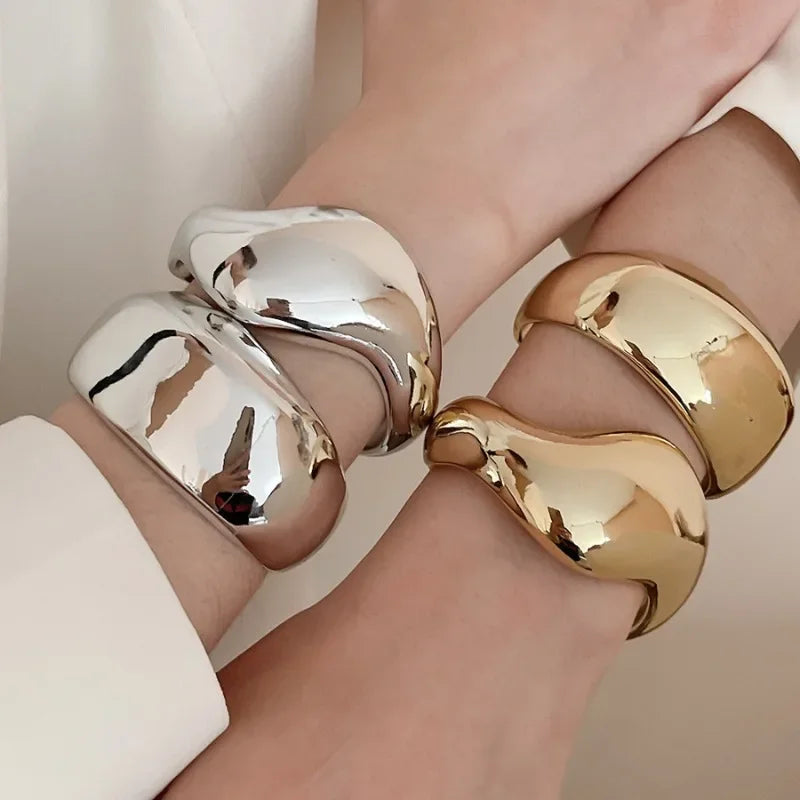 Geometric Glossy Opening Bangle Bracelets