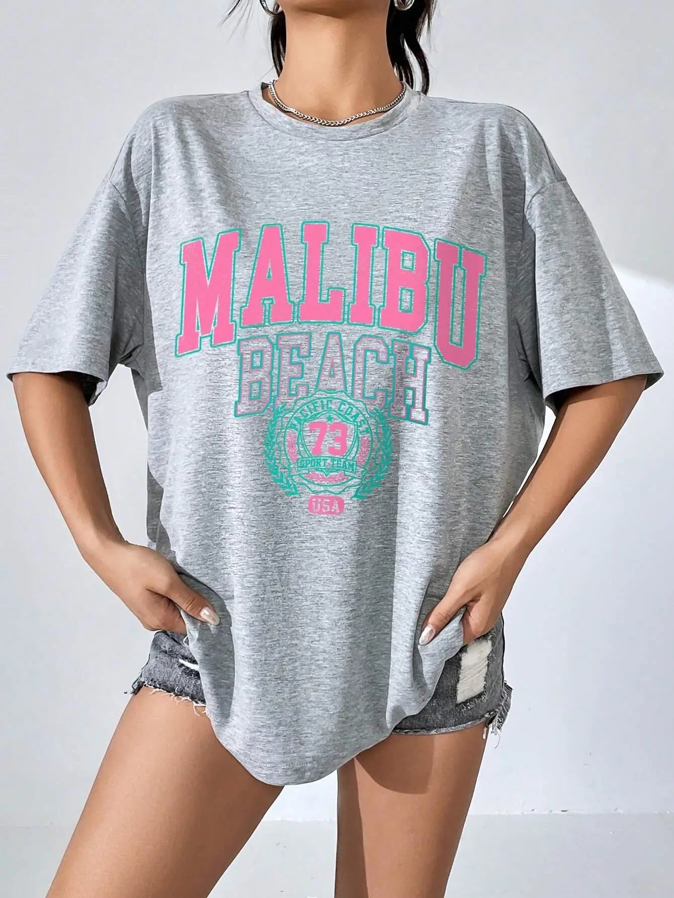 Malibu Beach Letter Street Casual T-shirt
