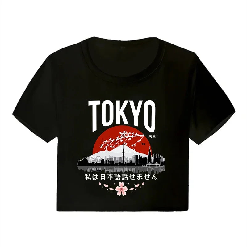 Casual Crop Tops Funny Graphic T-shirt