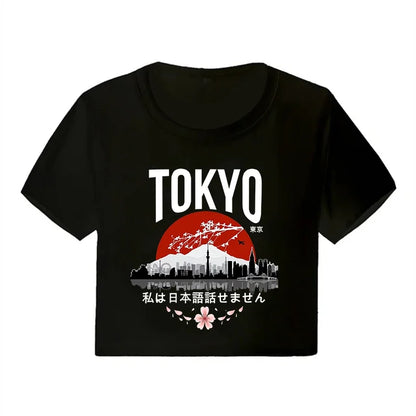 Casual Crop Tops Funny Graphic T-shirt