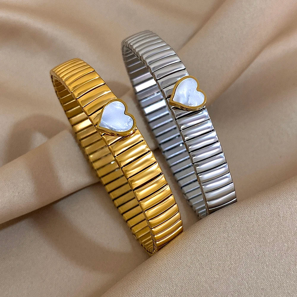 Gold Plated Stainless Steel Elastic Bangles Bracelet