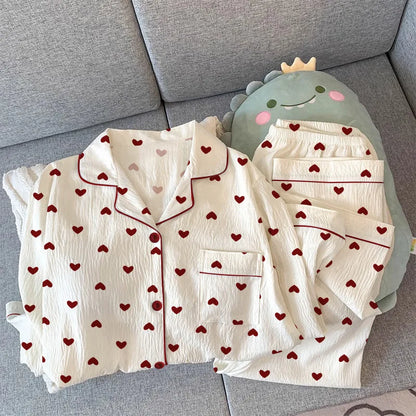 Love Cardigan Pajamas Long Sleeve Set