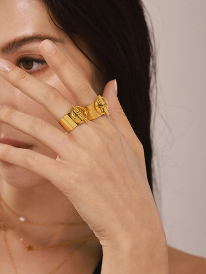 DANA 18K Gold Plated Punk Open Ring