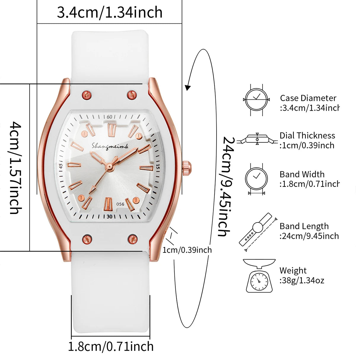 Silicone Strap Simple Dial Quartz Wristwatch