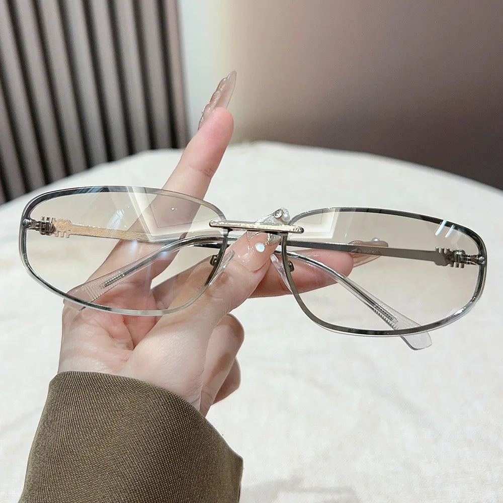 Oval Frameless High Quality Luxury Y2k Rimless Glasses