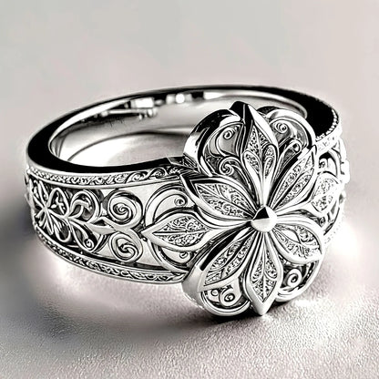 Gorgeous Ring Aesthetic Flower Engraved Charming Chic Rings