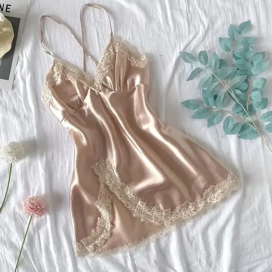 Off Shoulder Ultra Short Sexy Silk Lingerie Dress