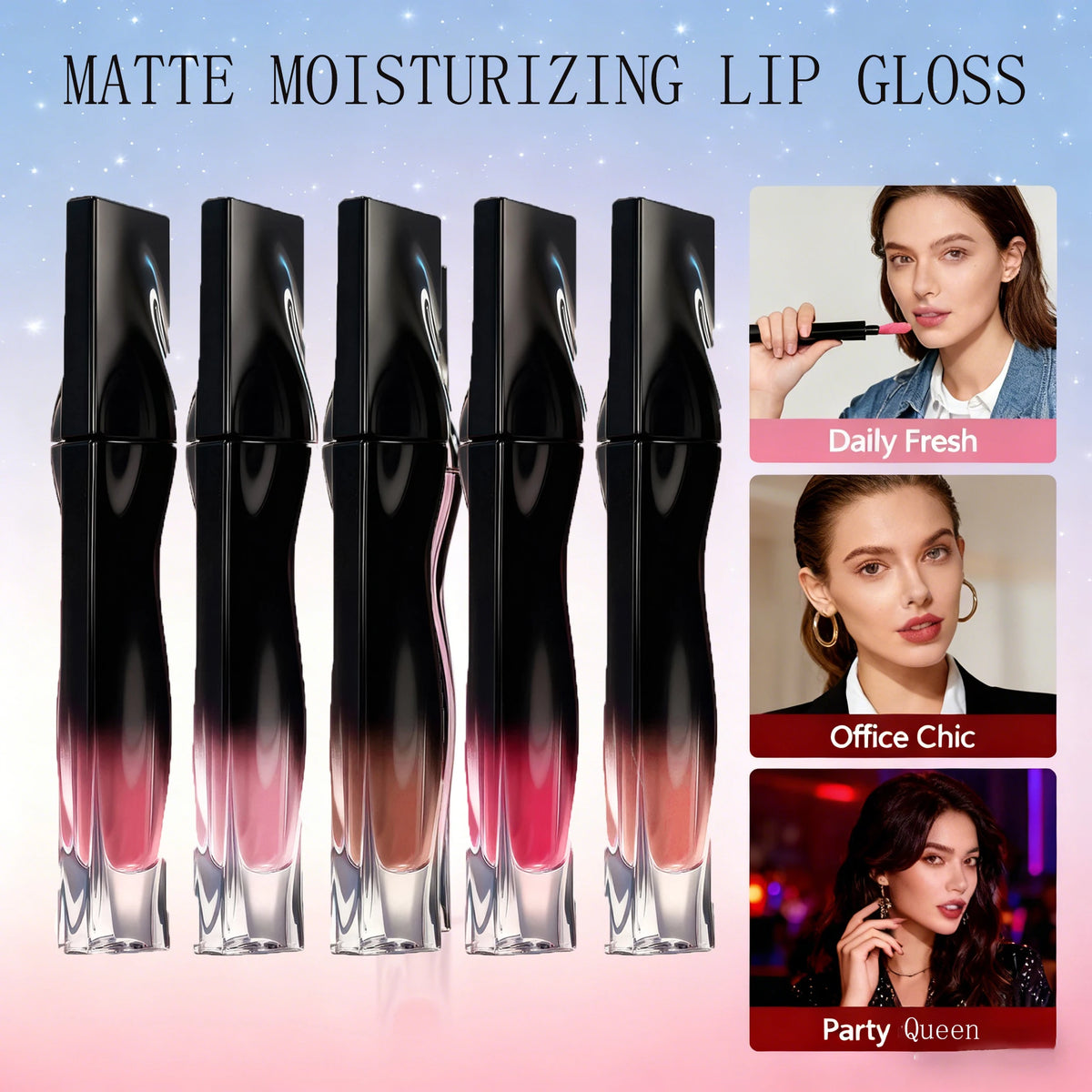 5 Colors Matte Lip Gloss Long-Lasting Waterproof Non Stick Cup Moisturizing Lipstick