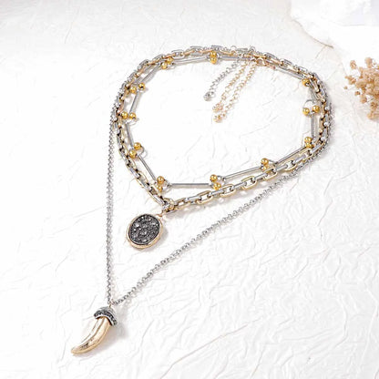 Vintage Metal Chains Choker Wolf Tooth Pendant Necklaces
