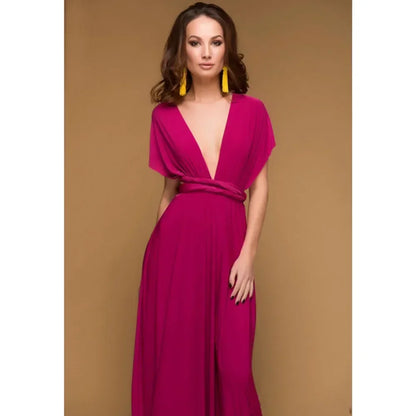 Multi-worn V-neck Vestidos De Fiesta Long Sexy Maxi Dress