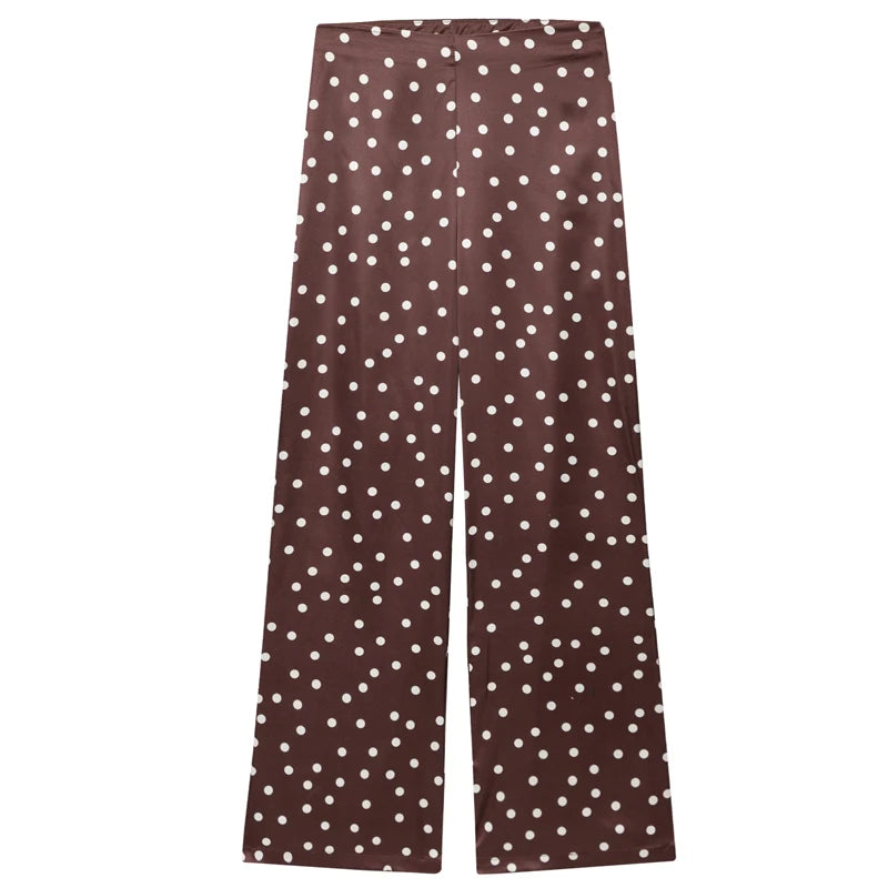 Satin Pant Strapless Off Shoulder High Waist Trousers Sets