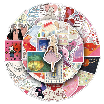 10/30/50PCS Cartoon Fairy Tale Stickers Aesthetic Cute