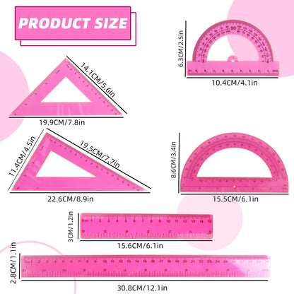 30cm Ruler Measuring and Drawing Kit with Straight Ruler Protractor and Triangle Set