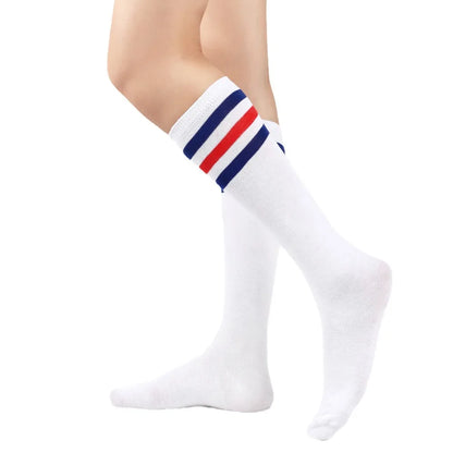 Black White Striped Long Sexy Over Knee Socks