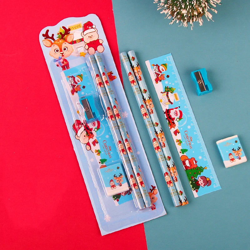 5pcs/Set Cute Cartoon Pencil Stationery Set