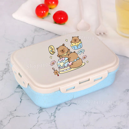 Capybara Lunch Boxes Kids Cute Anime Print Separate Lunch Box