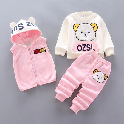 Winter Cartoon Toddler Warm Hooded Coats Pants Set