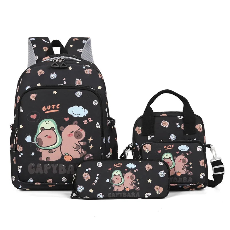 Capybara Colorful Backpack 3Pcs/Set Casual School Bags