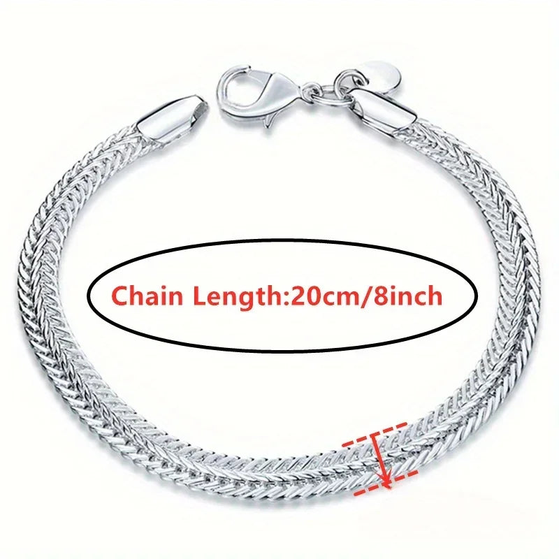 925 Sterling Silvery Flat Snake Chain Bracelet