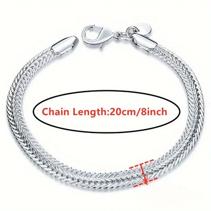 925 Sterling Silvery Flat Snake Chain Bracelet