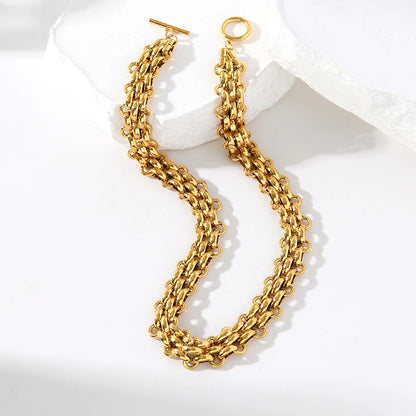 316L Stainless Steel Gold Color Woven Chain Chokers Necklace