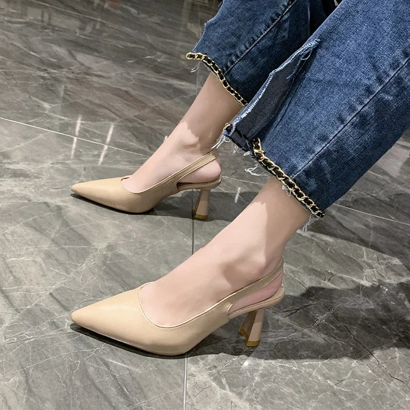 Stiletto Heel Shallow Mouth PU Sexy Sandals