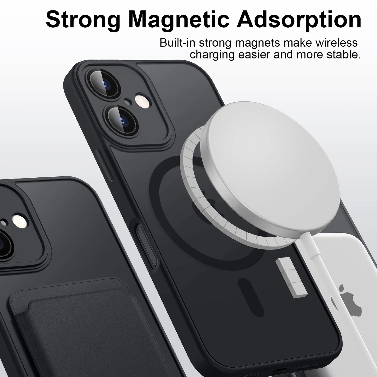 Magnetic Matte Translucent Shockproof iPhone Wireless Charge Cover