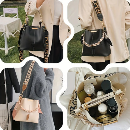 Large Capacity Ribbon Chain Bucket Bag