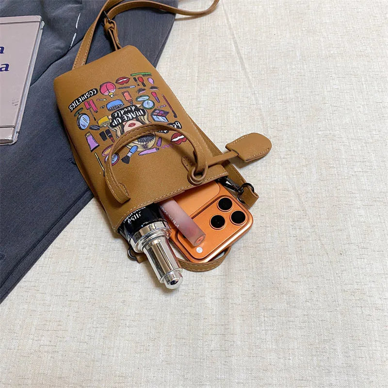 Luxury Mini Bucket Plaid PU Leather Crossbody Bag