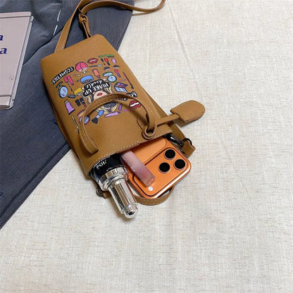 Luxury Mini Bucket Plaid PU Leather Crossbody Bag