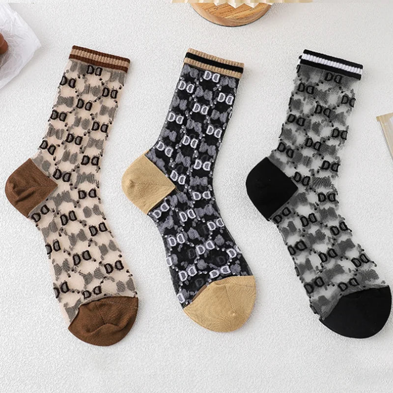 Ultra Thin Lace Funny Mesh Breathable Crystal Socks
