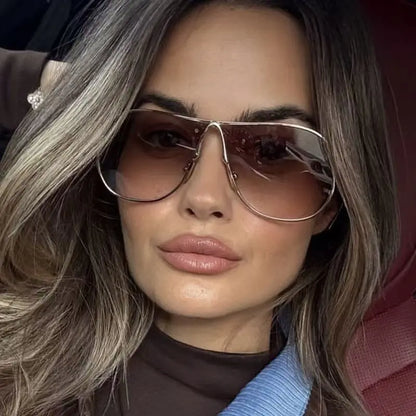 Oversize Square Vintage Alloy Gradient Elegant Sunglasses